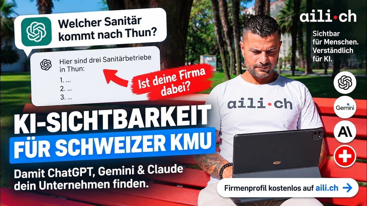 Standbild aus dem Erklärvideo: Giovanni Sia vor einer KI-Antwort zur Frage, welcher Sanitär nach Thun kommt